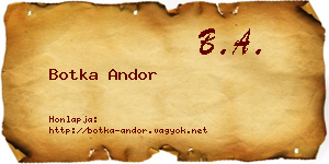 Botka Andor névjegykártya